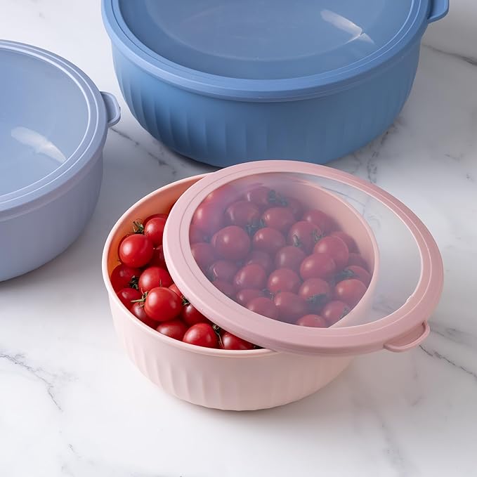 COOK WITH COLOR Prep Bowls with Lids- Wide and Deep Nesting Plastic Small