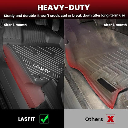 LASFIT Floor Mats for Ford F250 F350 F450 2017-2026 Crew Cab Front Bucket Seat (Not Fit Row Bench Seating) Floor Super Duty All Weather Protector TPE Car Floor Liner, only 1st, 2pcs Black