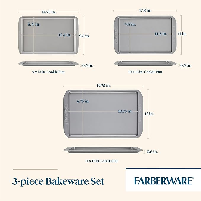Farberware Nonstick Bakeware 3-Piece Cookie Pan Set