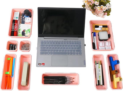 Kutesna 25 PCS Pink Drawer Organizer Set, 4 Size Interlocking Plastic Storage