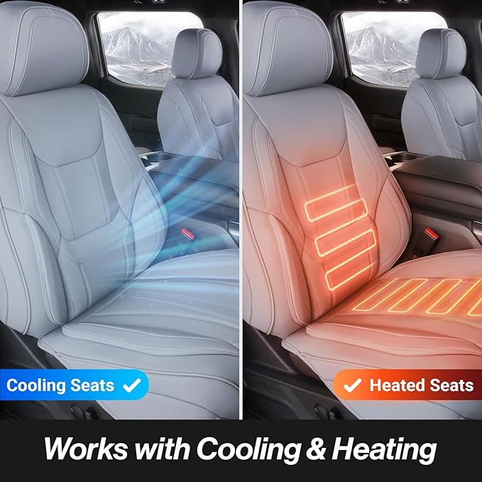 Coverland Custom Truck Car Seat Covers Front Seats for [2003-2006 GMC Sierra 1500, 2500HD, 3500HD Regular Cab Bucket Seats] - Protector Water Resistant Leather Memory Form Seat Cushion [Front-Gray]