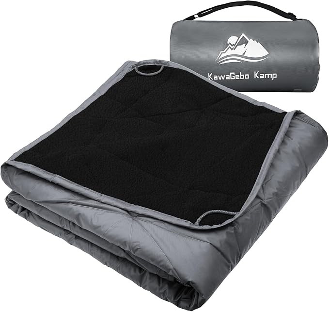 Outdoor Waterproof Blanket, Foldable Fleece Stadium Blanket for Outdoor Sports Event, Camping, Car, Pet, Picnics - Windproof, Wearable, Machine Washable 80" x 58" (Smoky Gray)
