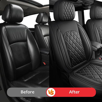 MIROZO Front Seat Covers for Tacoma,2PCS Leather Truck Seat Covers Waterproof Car Seat Covers Fits for 2024 2025 2026 Toyota Tacoma Crew Cab,Car Seat Protector Truck Tacoma (Black,2PCS Front)