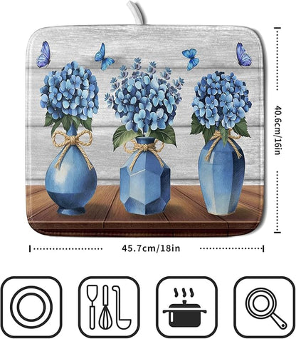 Giwawa Blue Hydrangea Dish Drying Mat