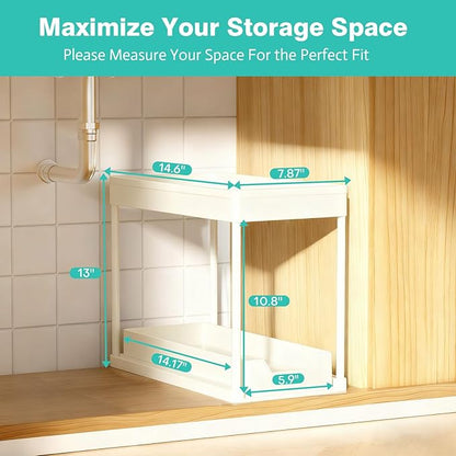Under Sink Organizers and Storage 2 Pack, Pull-Out Sliding Cabinet Organizer