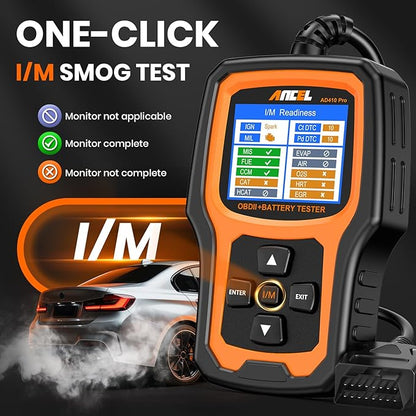 ANCEL AD410 PRO OBD2 Scanner and Battery Tester, 2-in-1 Car Diagnostic Tool