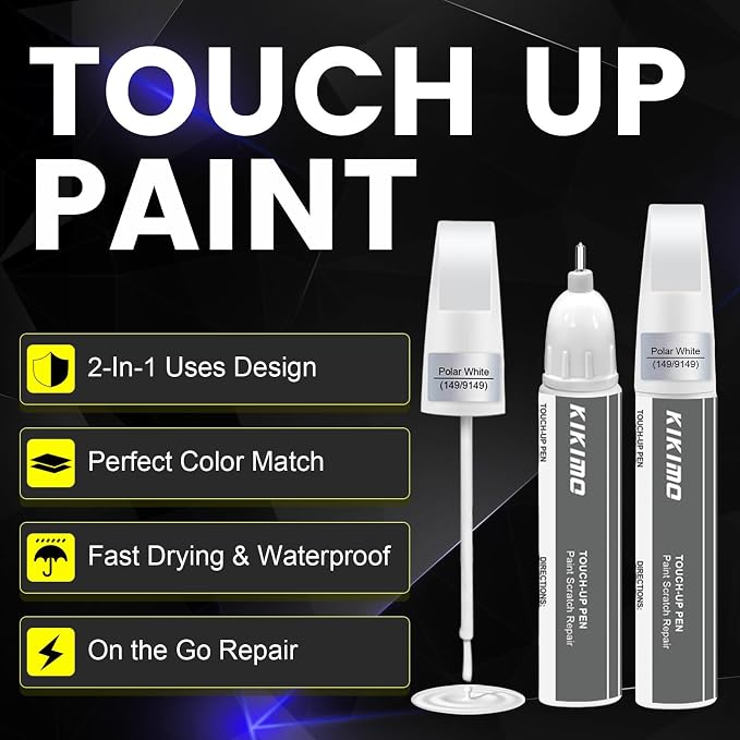 KIKIMO for Mercedes-Benz Touch Up Paint(Polar White(149/9149)), Car Paint Repair Kit for Mercedes-Benz, 2 In 1 Scratches Repair with Pen Tip and Brush, Color-Matched for Quick & Easy Fix