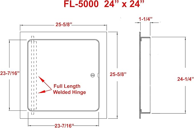 Premier 24x24 Universal Steel Flush Access Panel Door w/Keyed Cylinder Latch