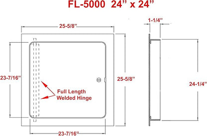 Premier 24x24 Universal Steel Flush Access Panel Door w/Keyed Cylinder Latch