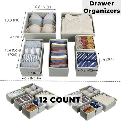 Fordonral 12 Pack Drawer Organizer Clothes, Foldable Fabric Dresser Organizer