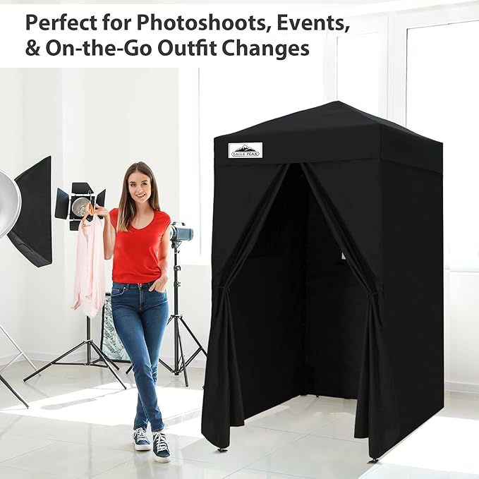 EAGLE PEAK Flex Ultra Compact 4x4 Pop-up Canopy, Sun Shelter, Changing Room, Portable Privacy Canopy Cabana for Pool, Fashion Photoshoots, or Camping, Black