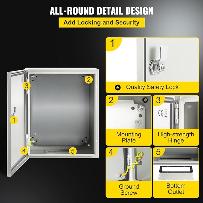 VEVOR NEMA Steel Enclosure, IP66 Waterproof & Dustproof, Outdoor/Indoor