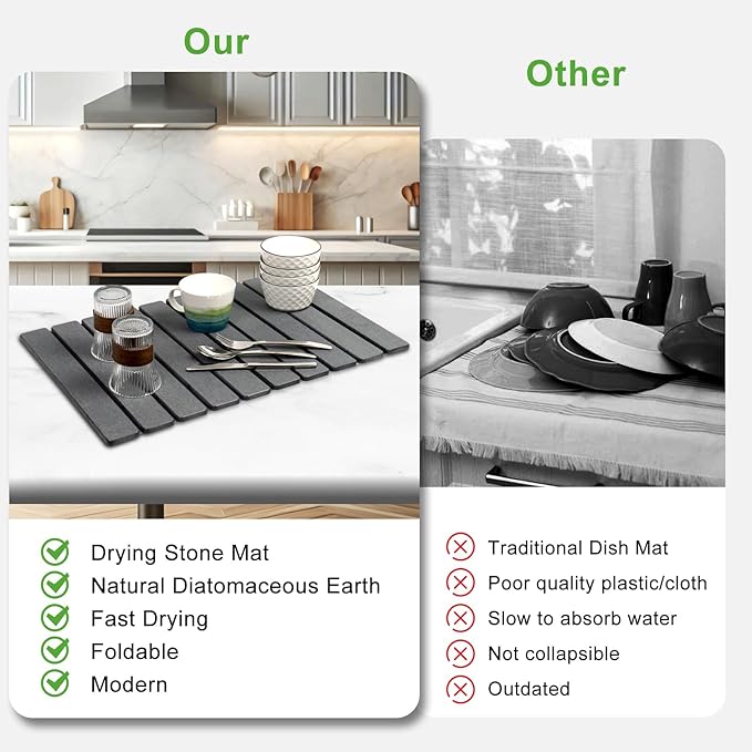 Stone Drying Mat for Kitchen Counter, Stone Bath Mat, Quick Drying Fast