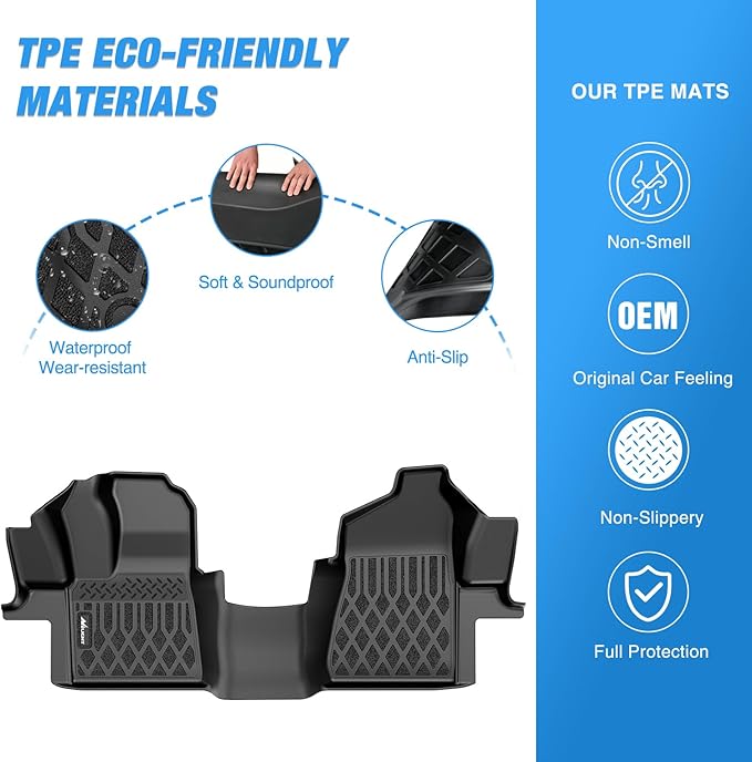 Nilight TPE Floor Mats for Ford Transit 150 250 350 350HD w/Carpet Flooring (No for Connect) 2015 2016 2017 2018 2019 2020 2021 All Weather Custom Fit Heavy Duty Floor Liners