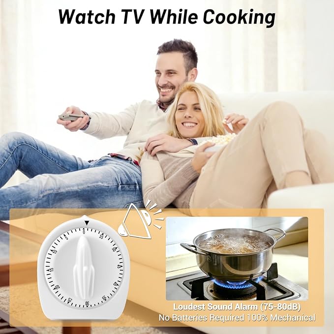 Kitchen Timers for Cooking, 60 Minute Wind Up Timer, Visual Mechanical Timer