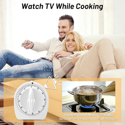 Kitchen Timers for Cooking, 60 Minute Wind Up Timer, Visual Mechanical Timer