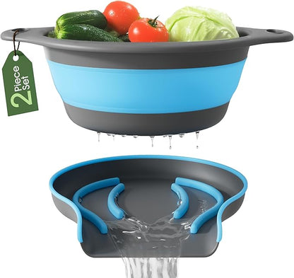 Gevoli Strainer with Self-Draining Base Over-Sink Collapsible Kitchen Colander