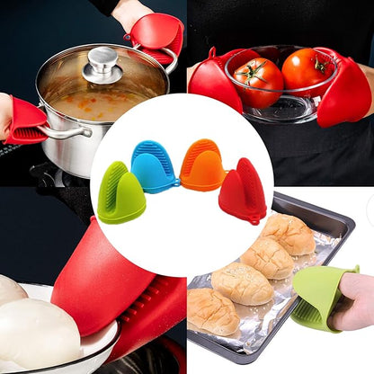 NEPAK 4 Pairs Silicone Cooking Pinch Grips Oven Mitts Potholder
