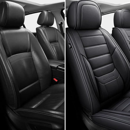 MINGBRON Seat Covers, Car Seat Covers Front Seats, Car Seat Cover, Car Seat Protector Waterproof, Car Seat Cushion Nappa Leather, Black Seat Covers Carseat Cover Universal Fit for Most Cars