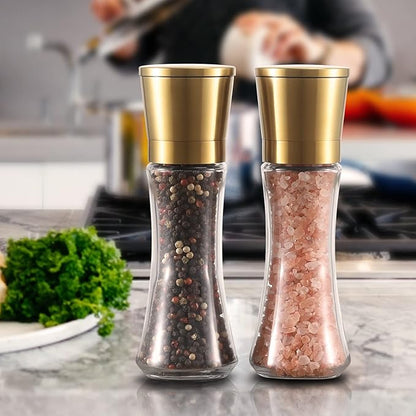 VEVOK CHEF Gold Salt and Pepper Grinder Mill Set Stainless Steel Pepper Shaker