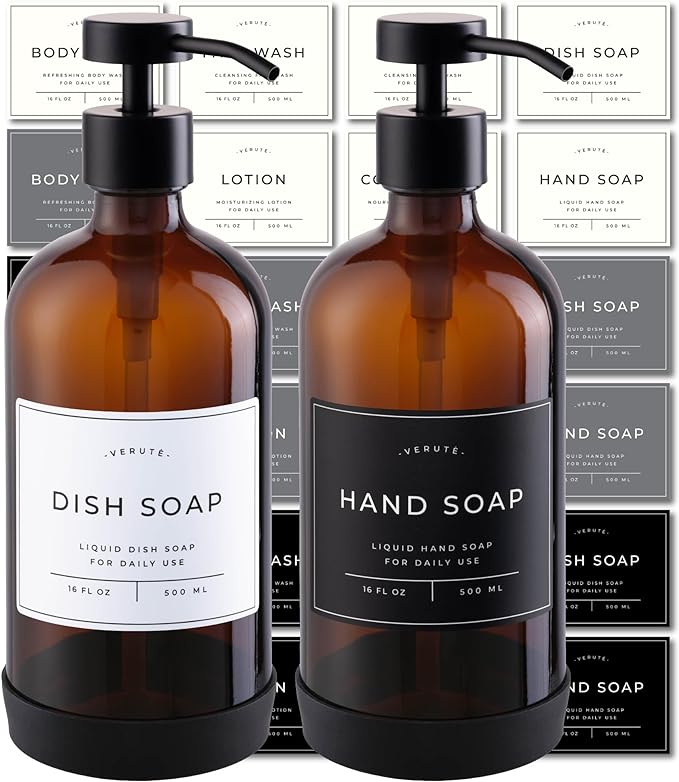 Hand and Dish Soap Dispenser for Kitchen and Bathroom, Stainless Steel Pumps