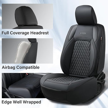 Coverado Car Seat Covers Curved Full Set, Black Seat Covers for Dodge RAM 1500 Compatible with 2009-2018 Ram 1500, 2010-2024 Ram 2500 3500 Dodge RAM Accessories Automotive Seat Covers