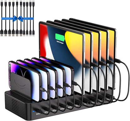 100W Charging Station for Multiple Devices, 10-Port USB Fast Charging Station