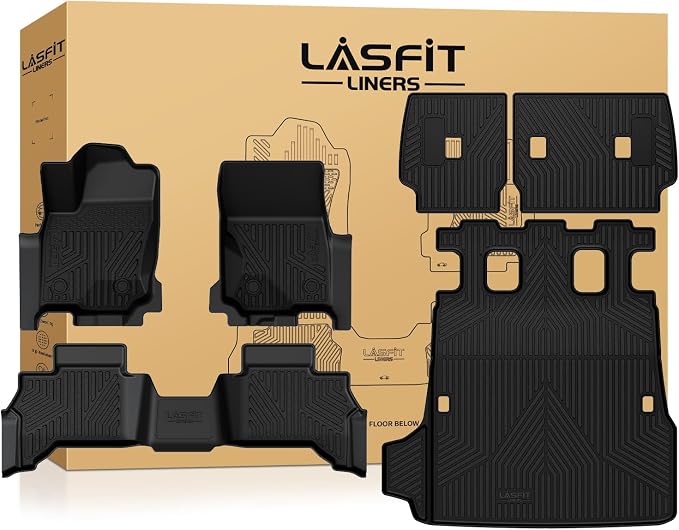 LASFIT Floor Mats for Toyota 4Runner 2025 2026 5 Seats(Not fit Hybrid) wtih Trunk mat&backrest mat, All Weather TPE Custom Fit Floor Liner for 4 Runner SR5/TRD/Limited 6th gen Front&Rear Car Mats