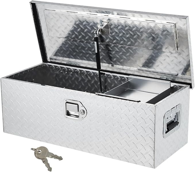 Garvee 30 Inch Truck Bed Tool Box, Heavy Duty Aluminum Pickup Tool Chest with Sliding Shelf, Waterproof & Rust-Resistant Storage Organizer for Truck, RV, Trailer
