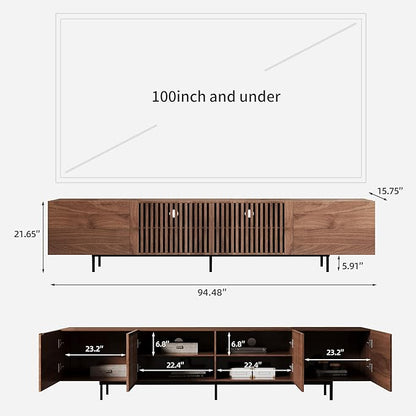 gaoyangjiaju 94.48" Mid-Century Modern TV Stand, Walnut Media Console