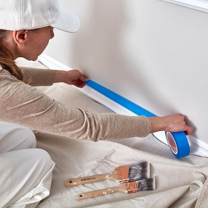 4 Rolls Painters Tape Blue Painters Tape 2 Inch Wide, Multi-Surface Masking Tape Bulk, 1.89 in x 220 Yd Total Blue Tape for Wall Painting Home Improvement DIY Crafts