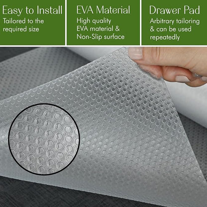 EVALAND 19.6" x 33 FT Non-Slip Shelf Liner, Non-Adhesive, BPA-Free, Waterproof Pantry Liner for Shelves, Easy to Cut, Oil-Proof Shelf Liners for Kitchen, Cabinets, Drawers, Refrigerator, Clear