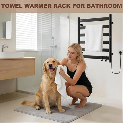 R FLORY Heated Towel Rack for Bathroom, 6 Bar Wall Mounted Towel Warmer Racl