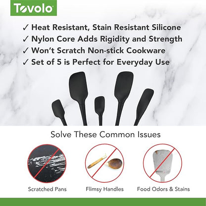 Tovolo Flex Core 5 Piece Silicone Spatula Set Heat Resistant All Silicone