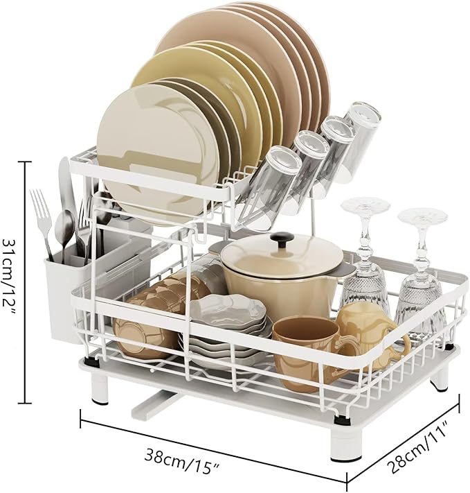 Small 2 Tier Dish Drying Rack, Space Saving Dish Racks