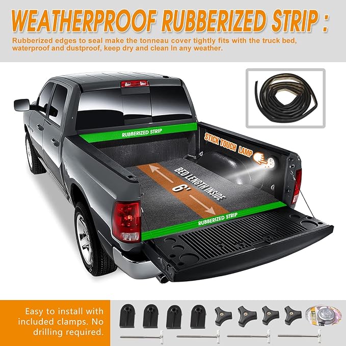 Vinyl Top Soft Tri-Fold Truck Bed Tonneau Cover Compatible with 2019-2024 Ford Ranger, fits 5ft Fleetside Bed Models