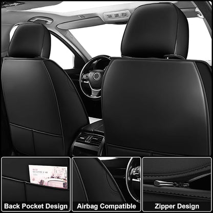 Seat Covers Full Set Fit for Nissan Rogue 2015-2026, Breathable and Comfortable Leather Car Seat Cover, Deluxe Waterproof Cushion Cover Auto Interior Accessories (Black)