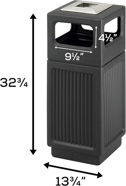 Safco Canmeleon Trash Can, 30 Gallons, Indoor and Outdoor Use, Durable & Weather-Resistant Commercial Garbage Can with Ashtray, Black