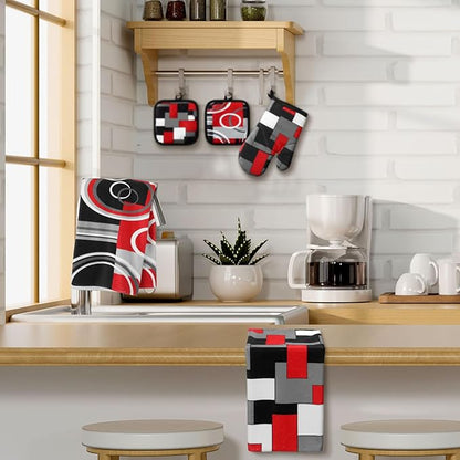 Jingmore 6 Pcs Kitchen Decor Set Accessorie Farmhouse Kitchen Towels Pot