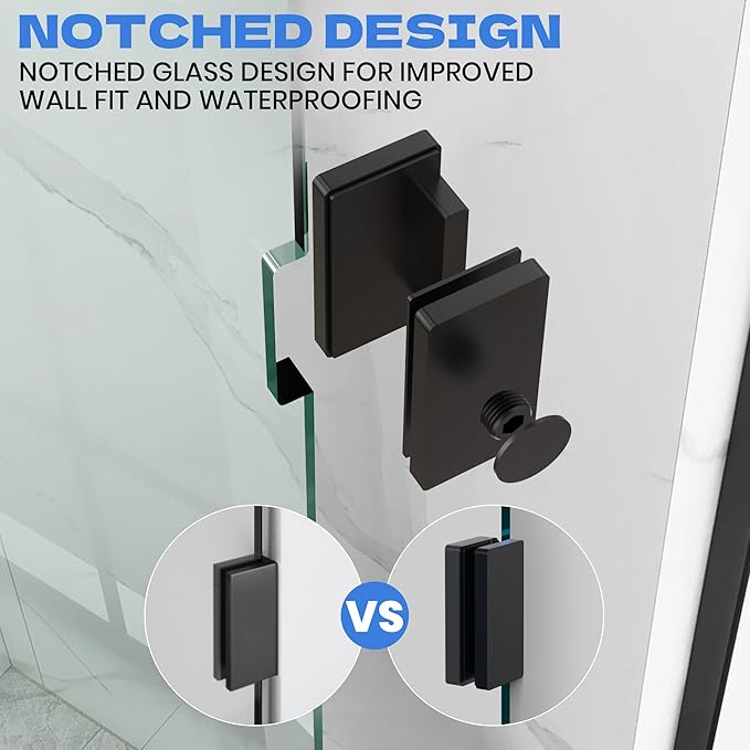 34" W x 78.75" H Shower Screen, Fixed Frameless Shower Glass Panel