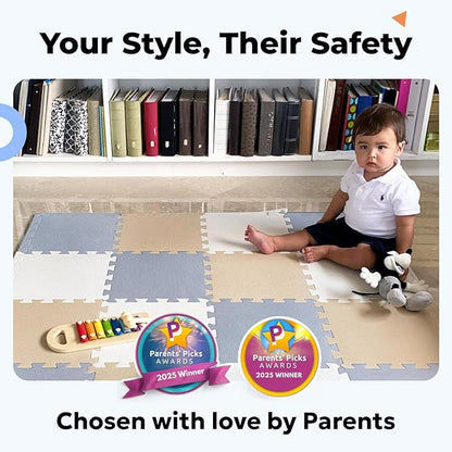 MioTetto Baby Play Mat, Soft Foam Floor Tiles for Kids. Adjustable Interlocking Foam Tiles, Fits with 50x50 Playpen Baby mat for Crawling & Development, Safe & Non-Toxic Playmat for Babies 6-12 Months