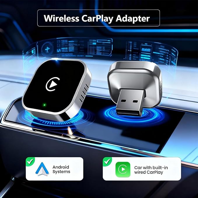 2 in 1 CarPlay Adapter for Rover Defender 90/Defender 110/Range Rover Velar, CarPlay Wireless Adapter with Auto Reconnect Fast Pairing Bluetooth Connection Compact USB Dongle