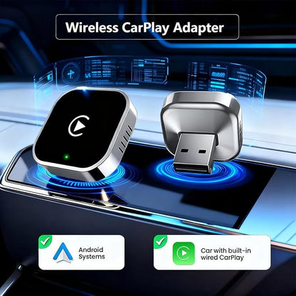 2 in 1 CarPlay Adapter for Motor Africa Twin 2020-2025 2026, CarPlay Wireless Adapter with Auto Reconnect Fast Pairing Bluetooth Connection Compact USB Dongle,A/Silver-Side Heat Dissipation