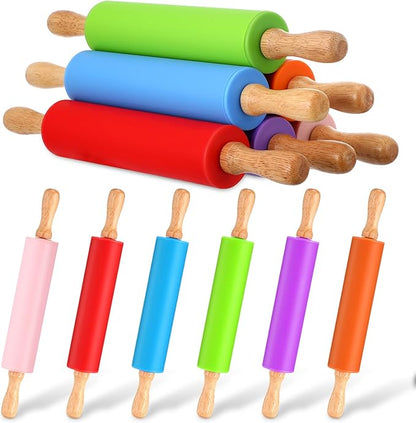 Dandat 12 Pcs Small Rolling Pin Kids 12 Inch Mini Silicone Rolling Pin