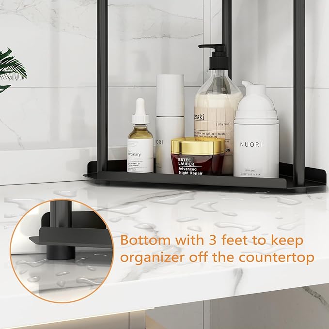 Jesginboo 3 Tier Bathroom Counter Organizer, Vanity Organizer Corner Shelf