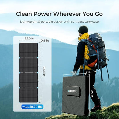 Renogy 300W Portable Solar Panel Suitcase, 25% High Efficiency N-Type Foldable Solar Charger for Power Station, Durable for Decades, 17% Lighter with Kickstands, for RV Camping Off-Grid Blackouts