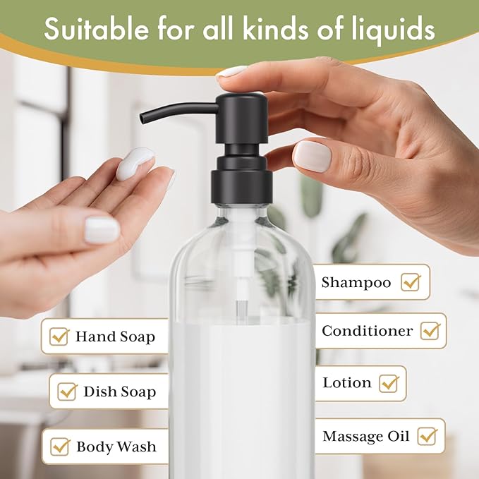 AmazerBath Soap Dispenser, 2 Pack Glass Soap Dispenser
