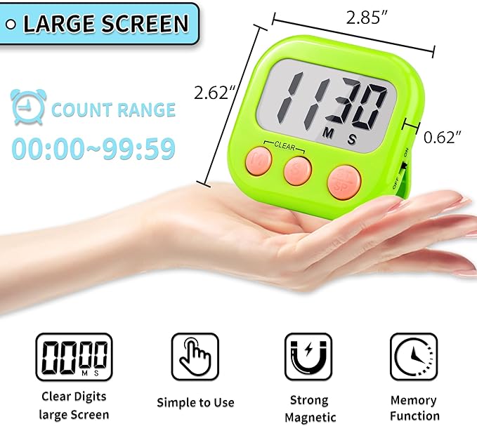 Timer for Kids Teachers Digital Kitchen Timers for Cooking Large Magnetic
