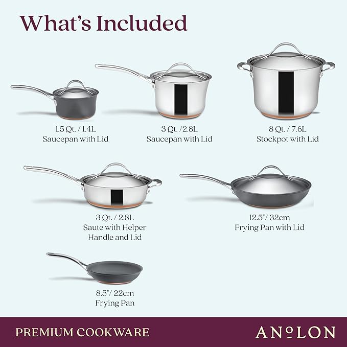 Anolon Stainless Steel & Hard Anodized Aluminum, Cookware Set