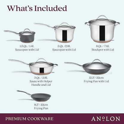 Anolon Stainless Steel & Hard Anodized Aluminum, Cookware Set
